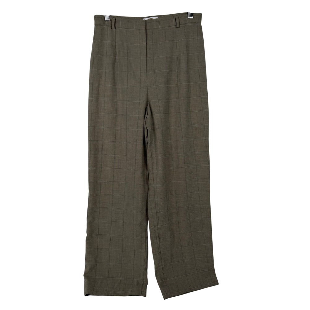 Talbots Trousers Women 6 Brown Plaid Stretch Straight Leg High Rise Dress‎ Pants